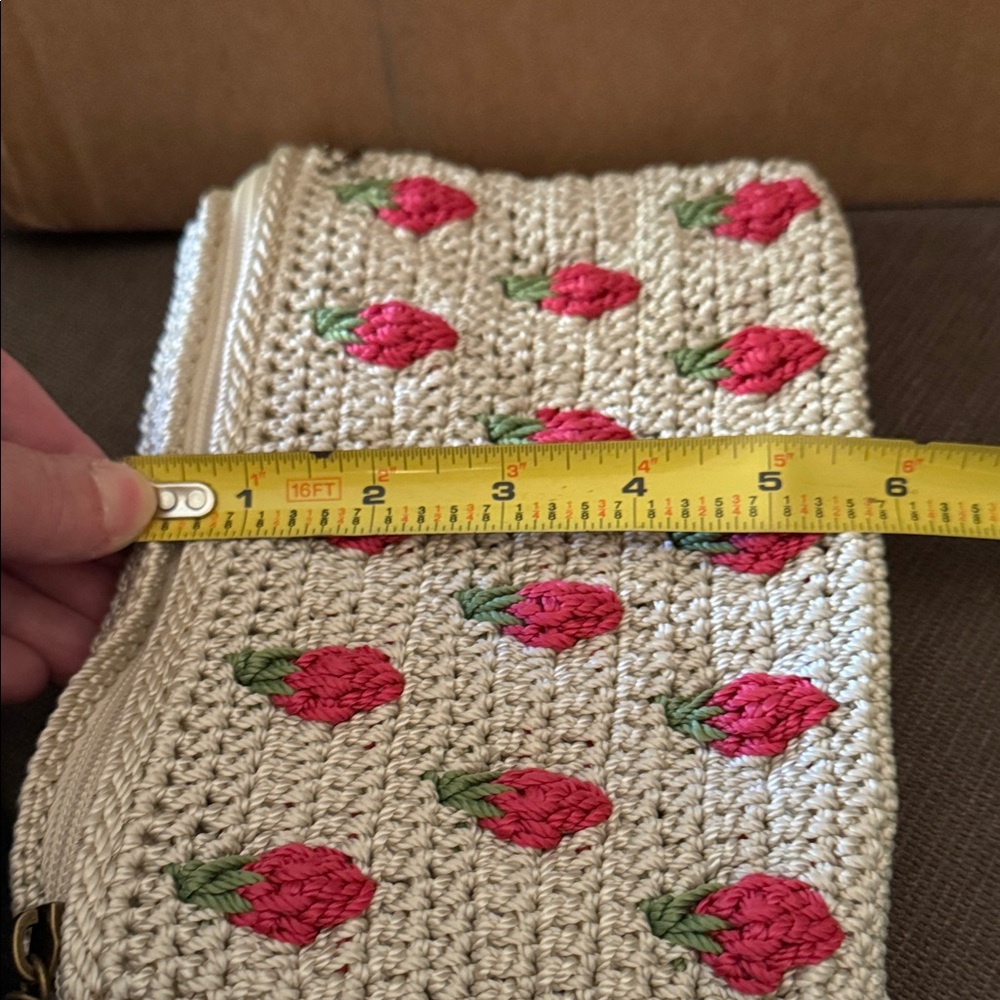 The Sak Beige Crochet Clutch with Red Strawberry Embroidery - Picture 5 of 5